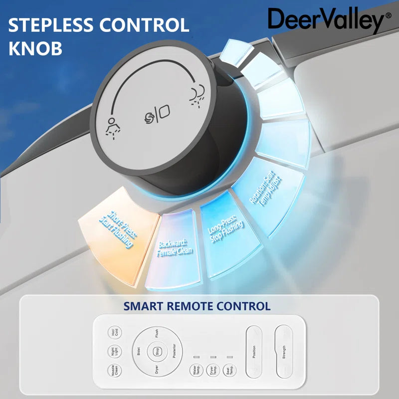 Advanced Smart Bidet Toilet with Heated Quiet-Close Seat – Tankless Design, Hands-Free Auto Flush, Remote Control & Night Light