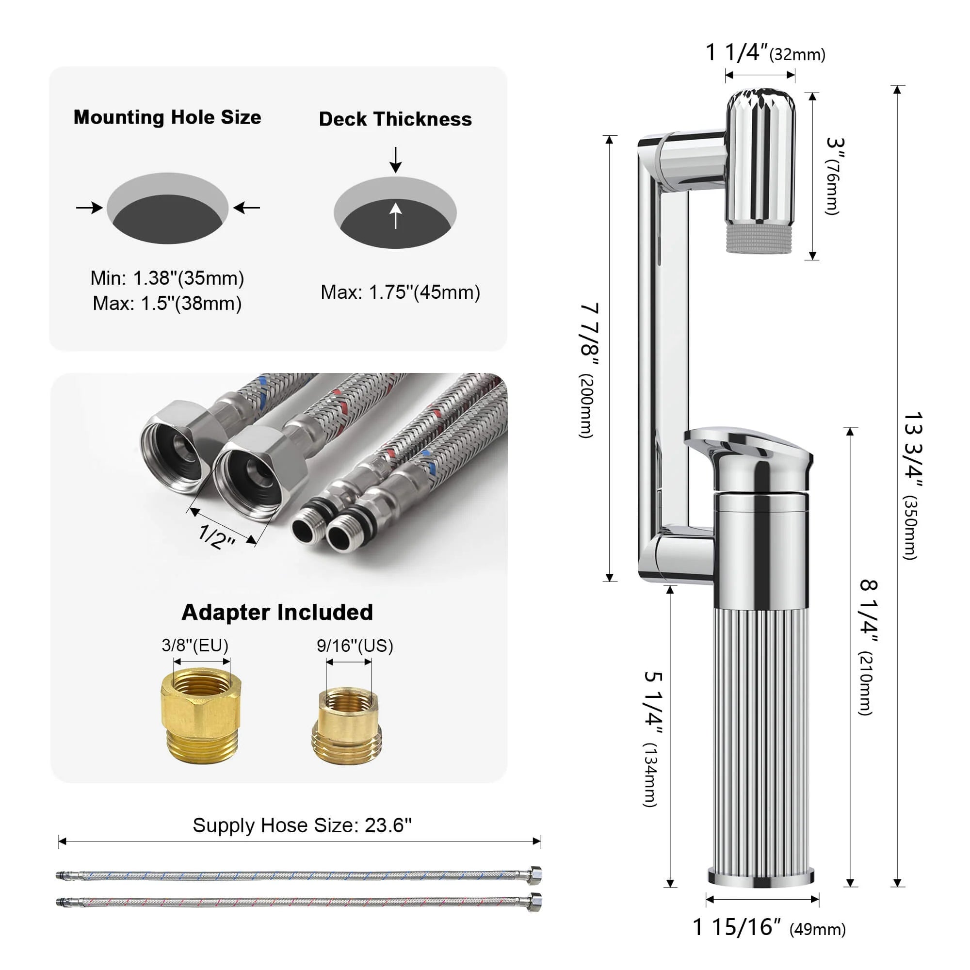 360° Rotatable Single-Hole Bathroom Faucet