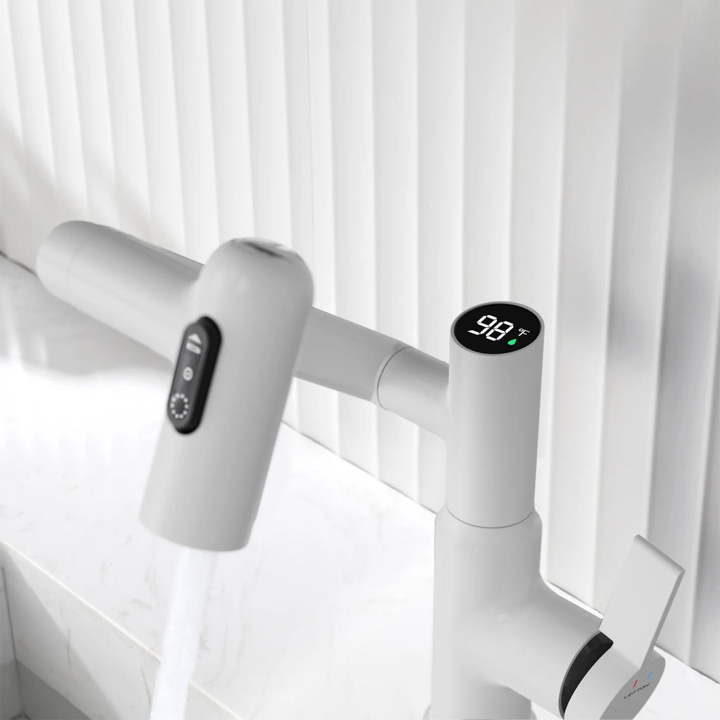 Single-Hole Rotating Faucet with Digital Temperature Display – Modern Design for Precise Water Control