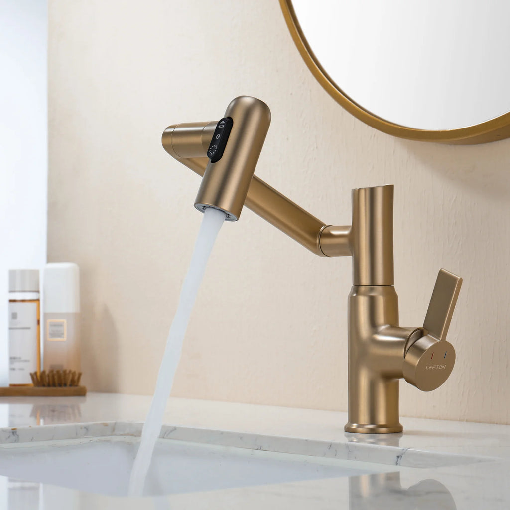 Single-Hole Rotating Faucet with Digital Temperature Display – Modern Design for Precise Water Control
