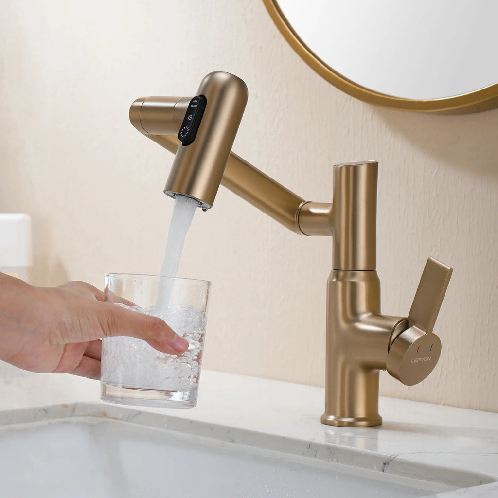 Single-Hole Rotating Faucet with Digital Temperature Display – Modern Design for Precise Water Control