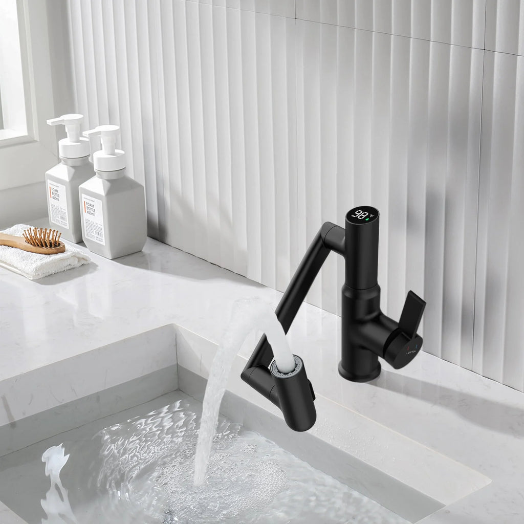 Single-Hole Rotating Faucet with Digital Temperature Display – Modern Design for Precise Water Control