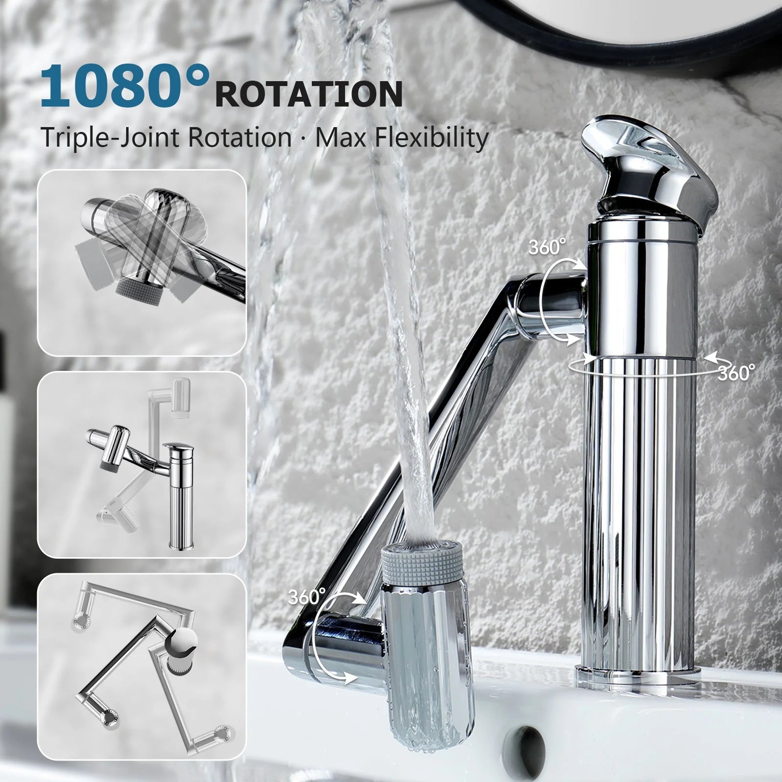 360° Rotatable Single-Hole Bathroom Faucet