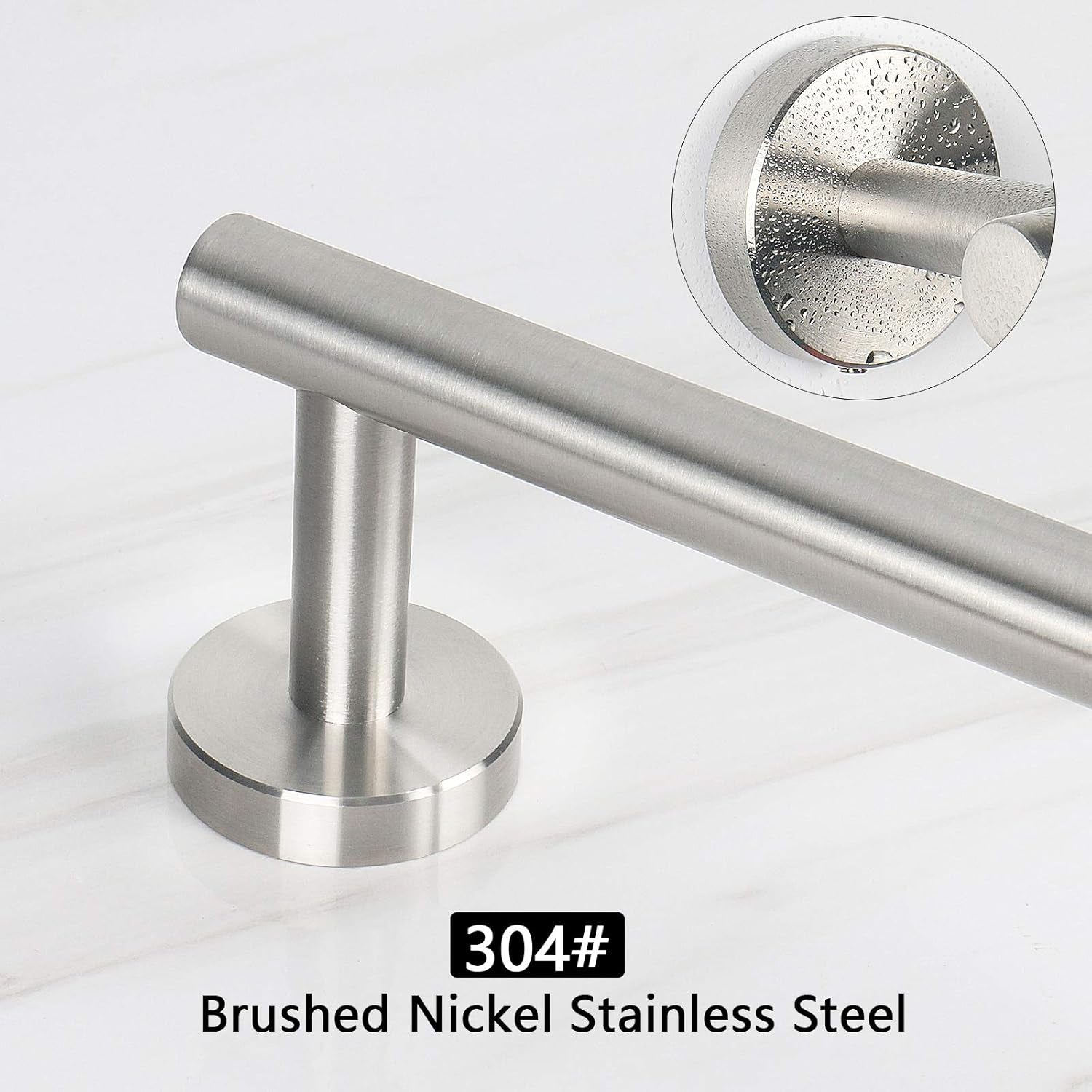 Premium Brushed Nickel Towel Bar — Heavy-Duty Thickened Stainless Steel Wall-Mounted Bathroom Towel Rack, 12” Overall Length with 10” Usable Hanging Space (1 Pack)