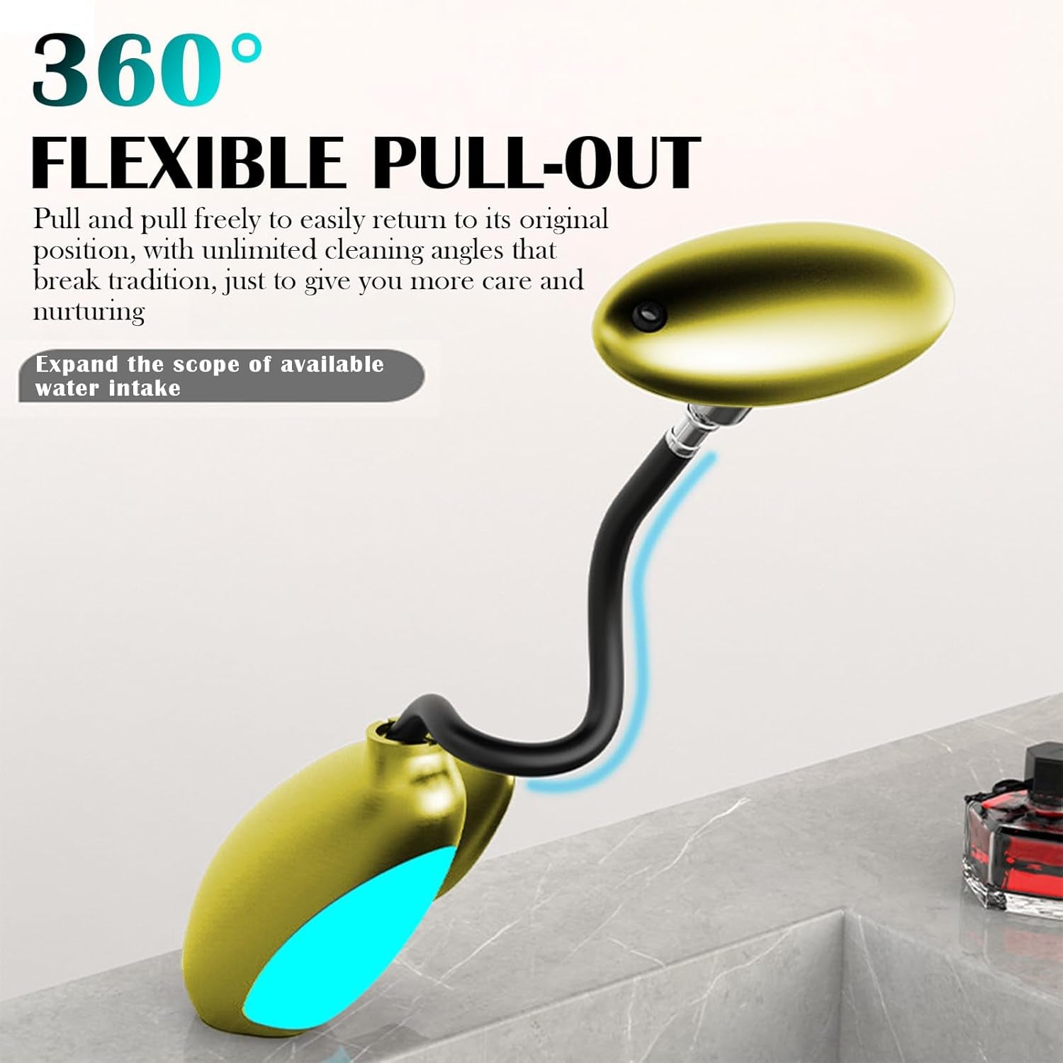 Modern Bathroom Faucet with Pull-Out Sprayer & LED Color-Changing Light, Waterfall Fountain 360° Swivel – 4 Spray Modes