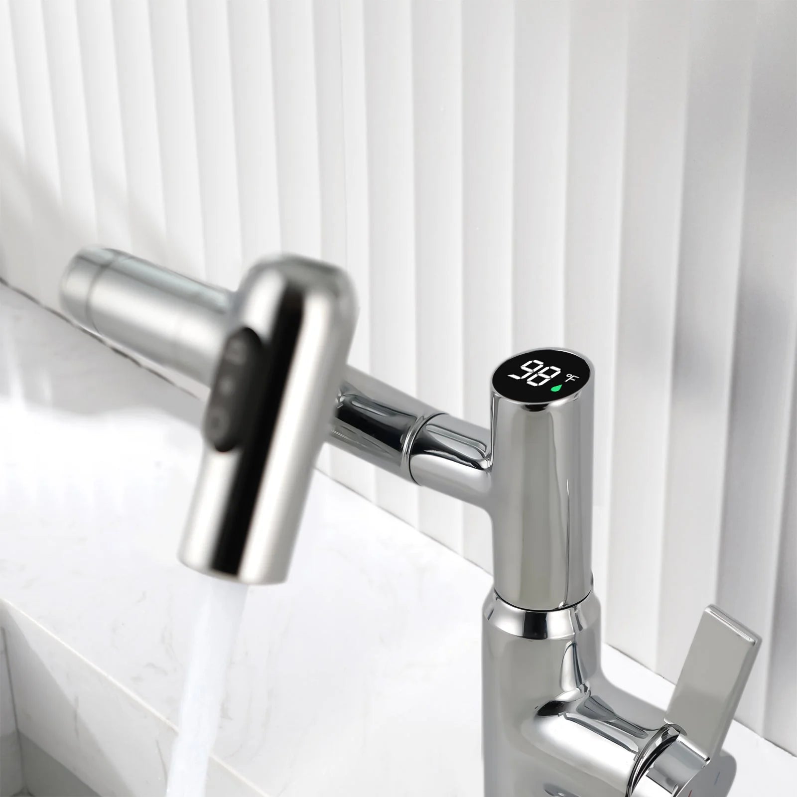 Single-Hole Rotating Faucet with Digital Temperature Display – Modern Design for Precise Water Control