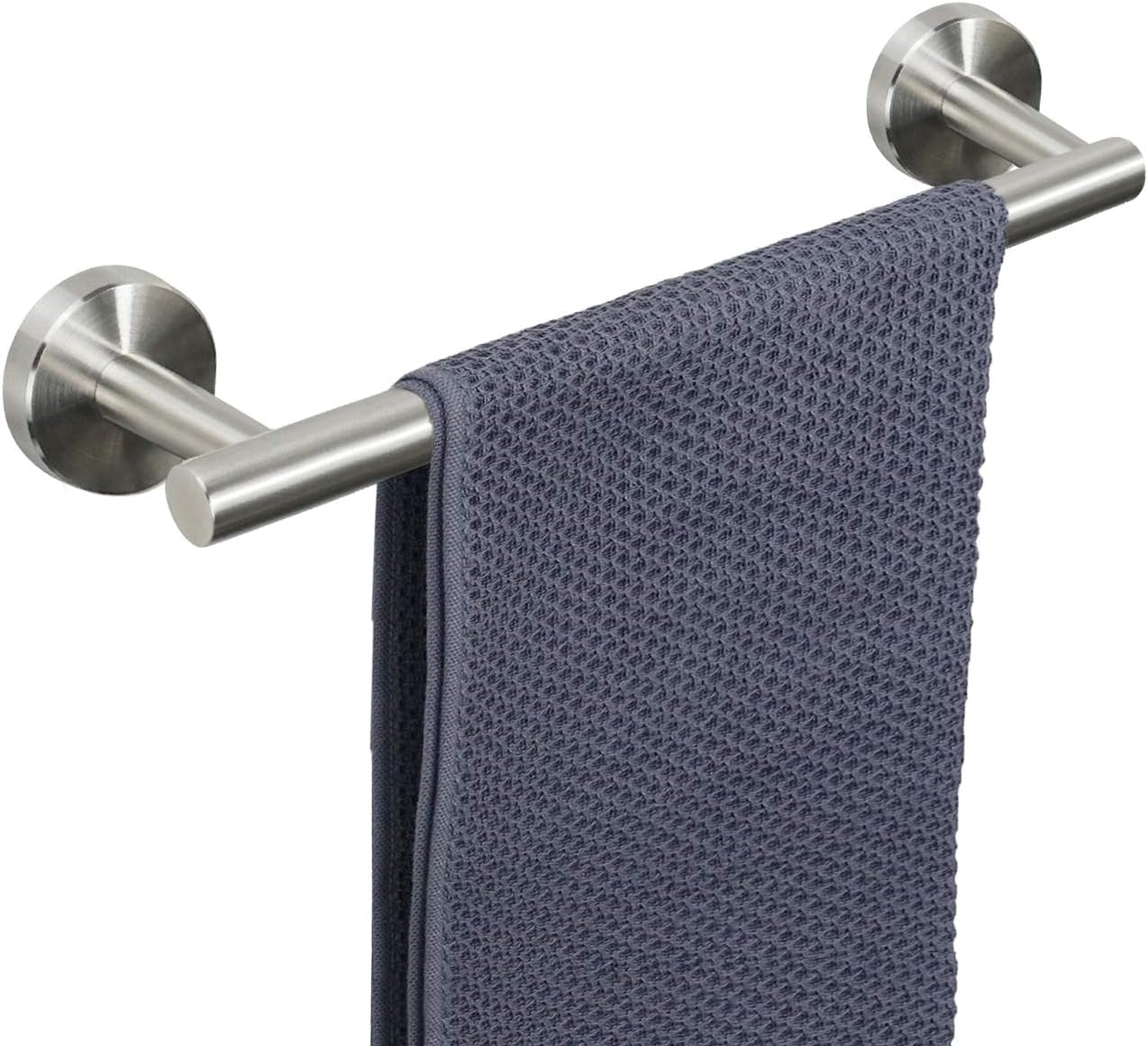 Premium Brushed Nickel Towel Bar — Heavy-Duty Thickened Stainless Steel Wall-Mounted Bathroom Towel Rack, 12” Overall Length with 10” Usable Hanging Space (1 Pack)