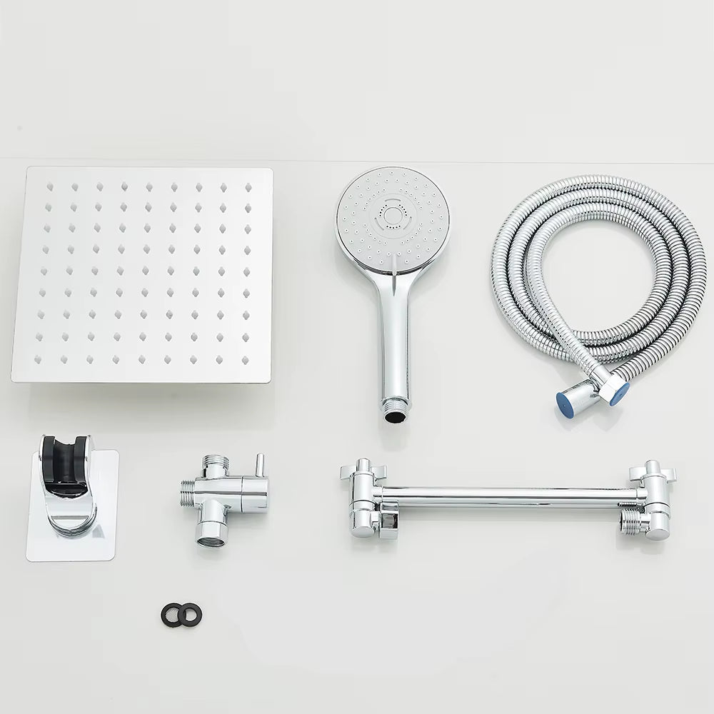 High-Pressure Rain Shower Head Combo (8–12 Inch) with Adjustable Extension Arm & 3-Way Handheld Spray