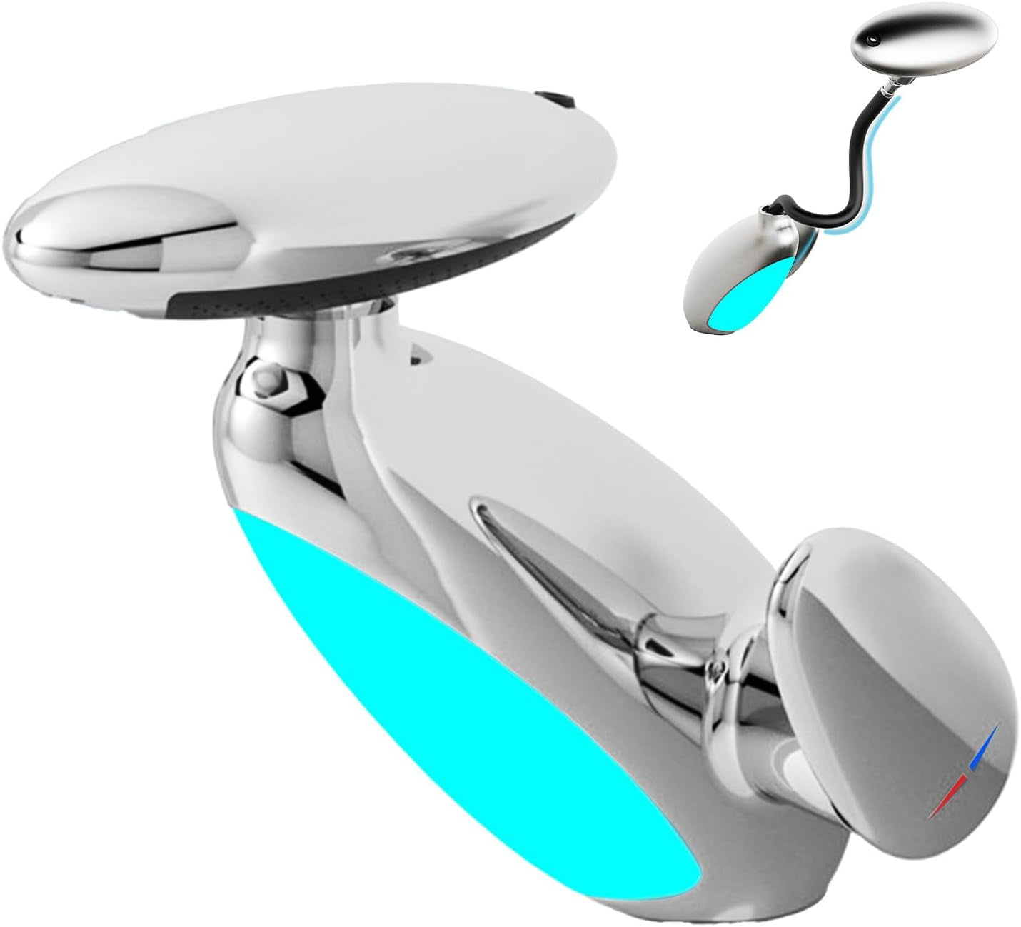 Modern Bathroom Faucet with Pull-Out Sprayer & LED Color-Changing Light, Waterfall Fountain 360° Swivel – 4 Spray Modes