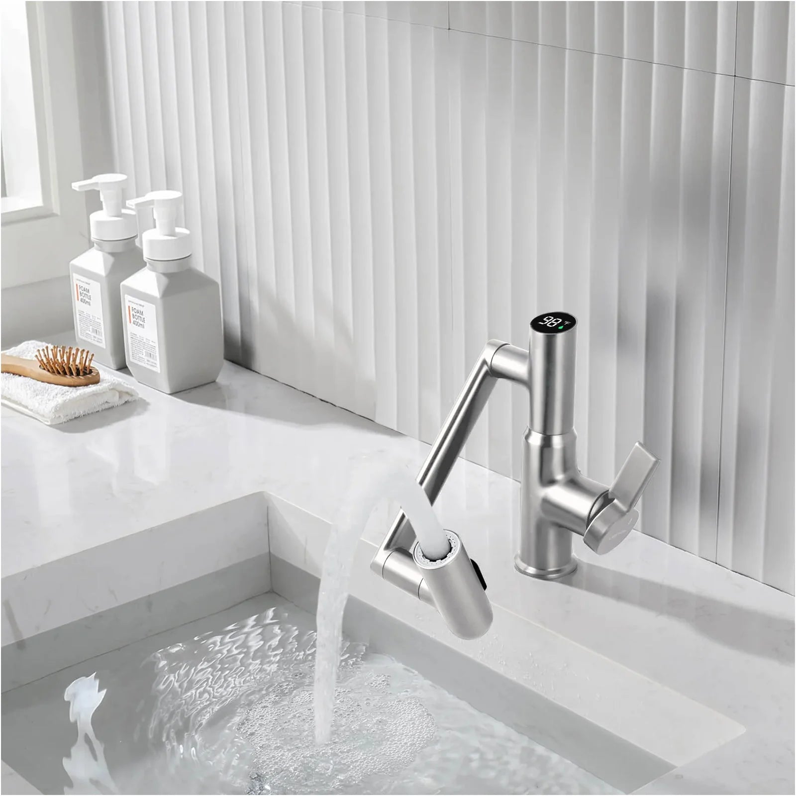Single-Hole Rotating Faucet with Digital Temperature Display – Modern Design for Precise Water Control