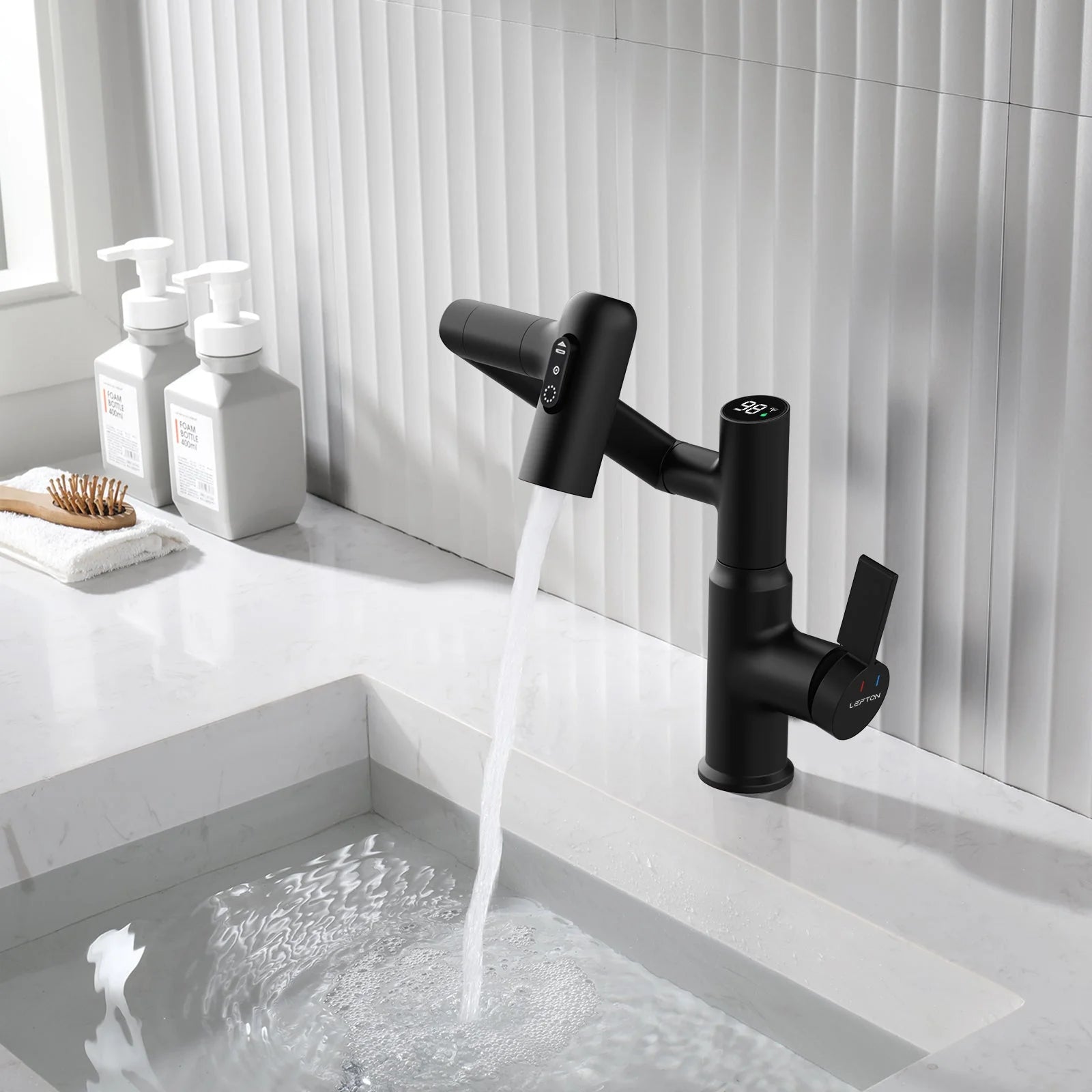 Single-Hole Rotating Faucet with Digital Temperature Display – Modern Design for Precise Water Control