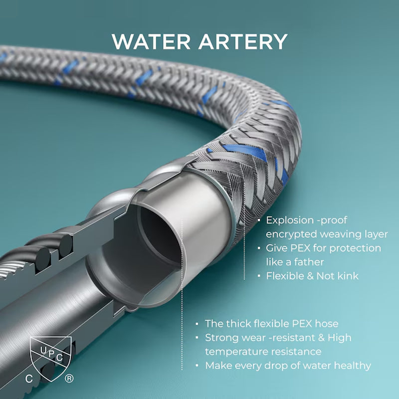 Brushed Gold Widespread Bathroom Sink Faucet – Dual Handle Waterfall Design with Drain, Commercial & Residential Use