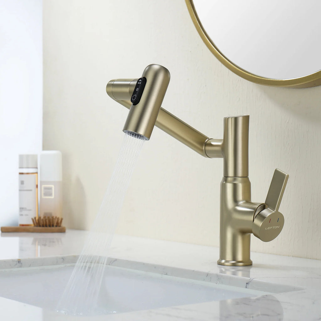 Single-Hole Rotating Faucet with Digital Temperature Display – Modern Design for Precise Water Control