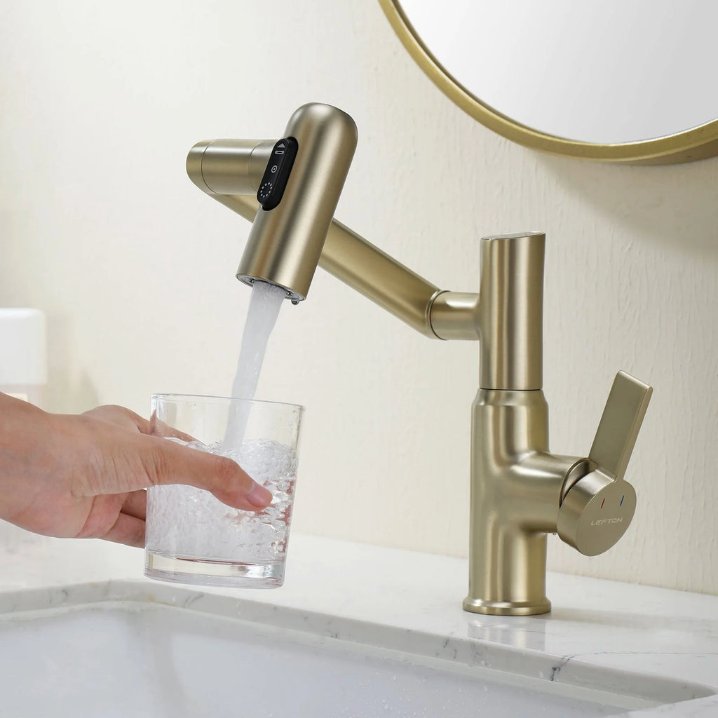 Single-Hole Rotating Faucet with Digital Temperature Display – Modern Design for Precise Water Control