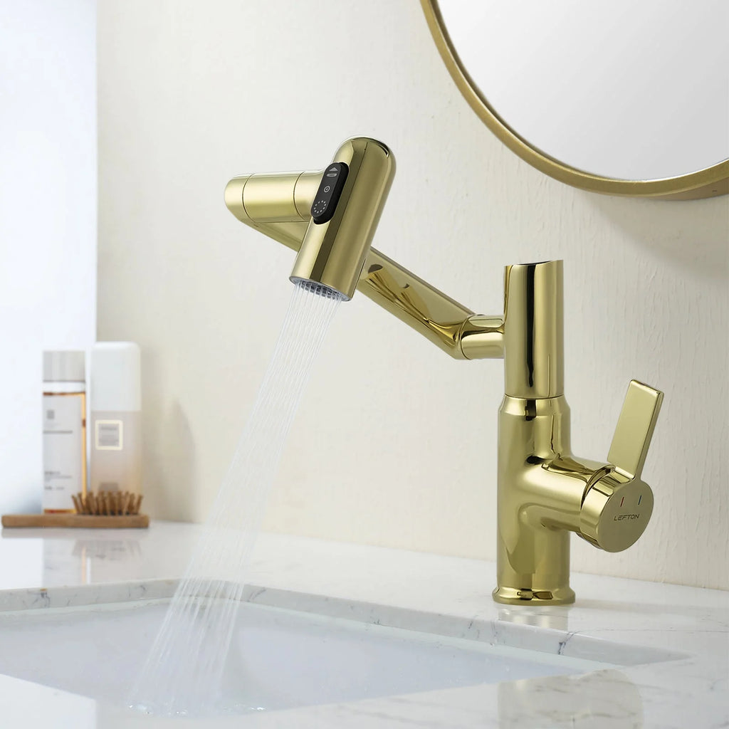 Single-Hole Rotating Faucet with Digital Temperature Display – Modern Design for Precise Water Control