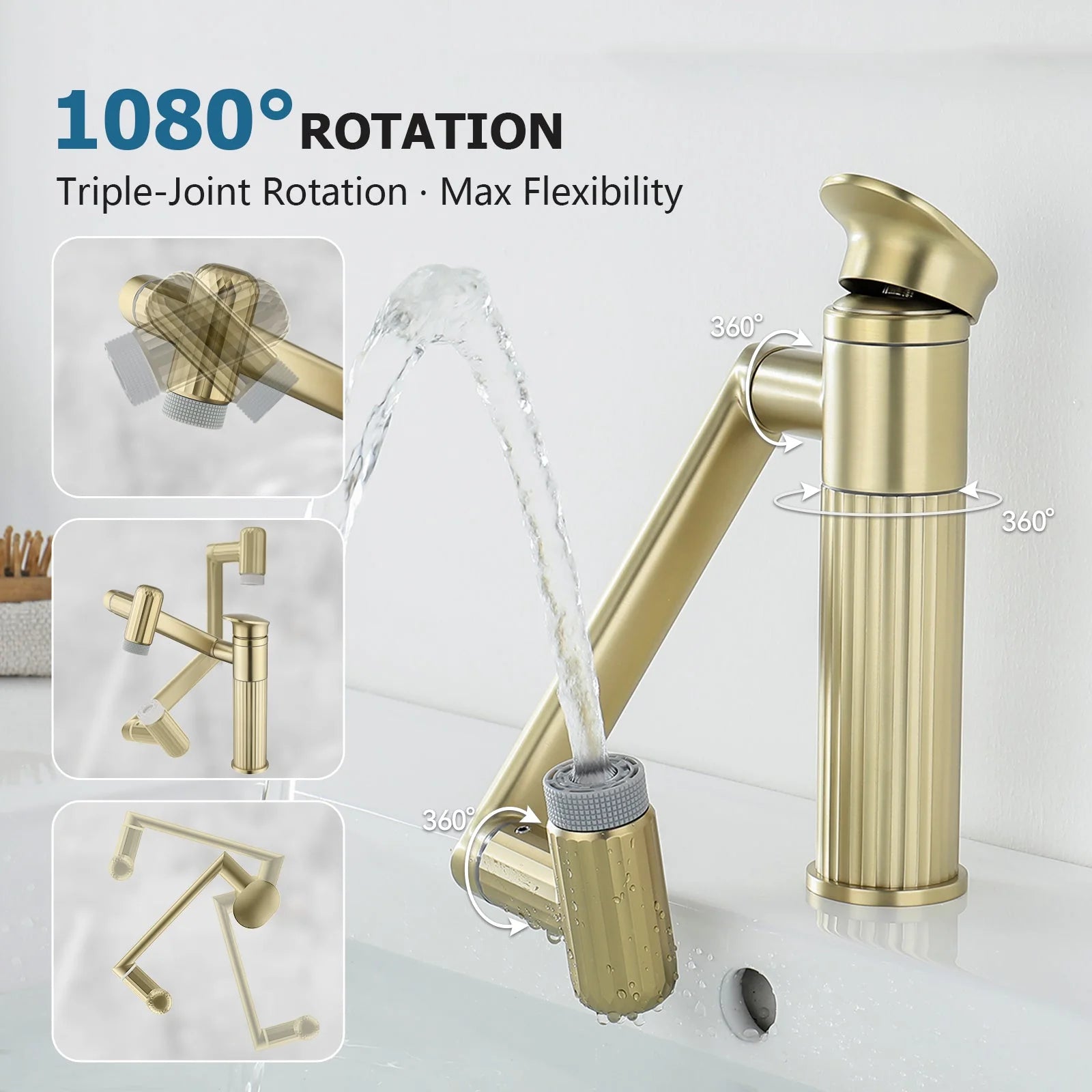 360° Rotatable Single-Hole Bathroom Faucet
