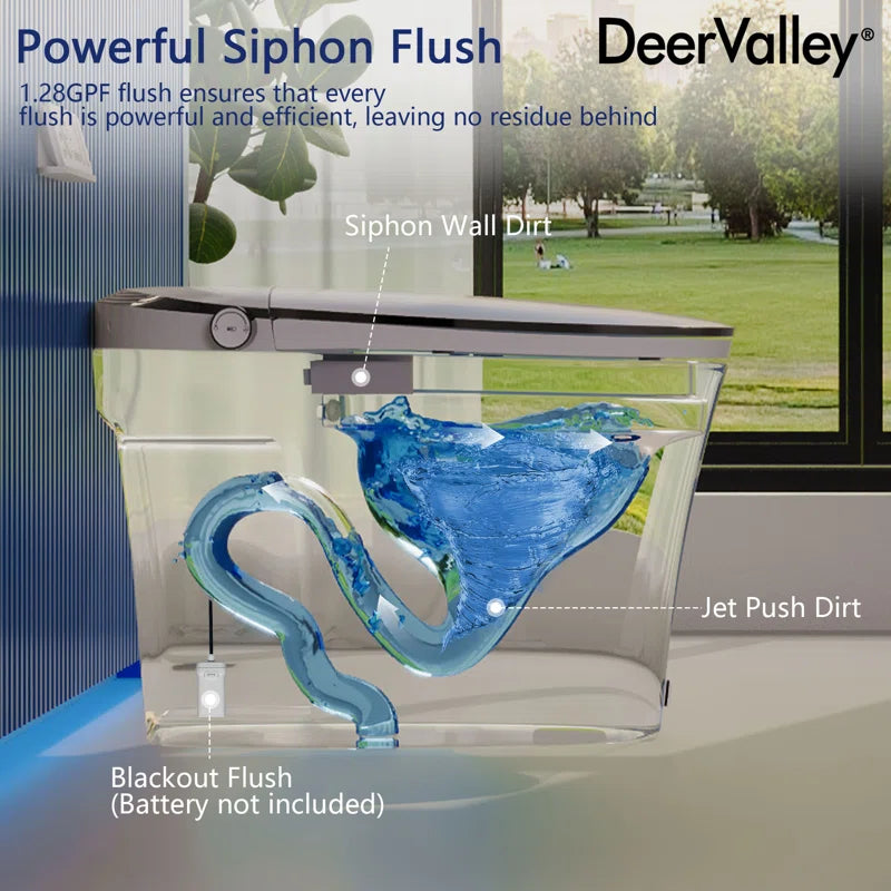 Advanced Smart Bidet Toilet with Heated Quiet-Close Seat – Tankless Design, Hands-Free Auto Flush, Remote Control & Night Light