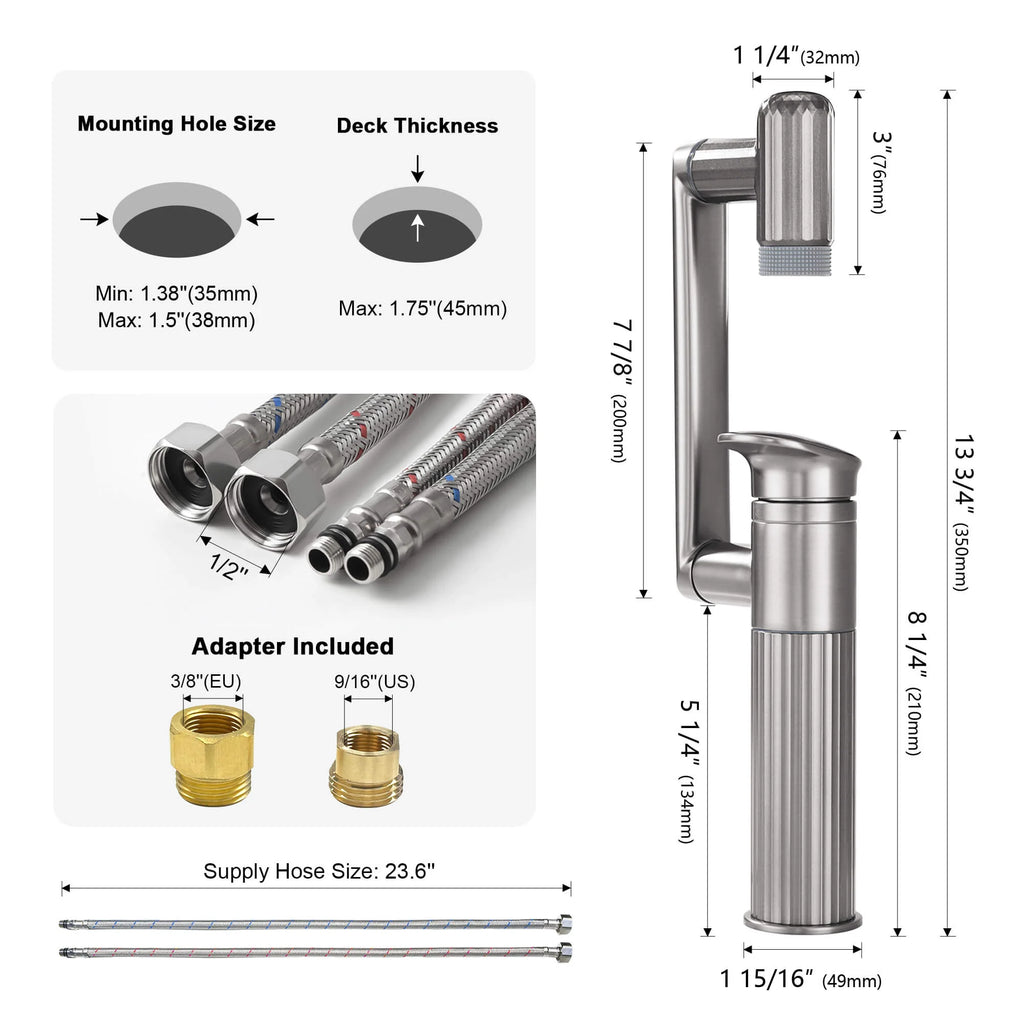360° Rotatable Single-Hole Bathroom Faucet