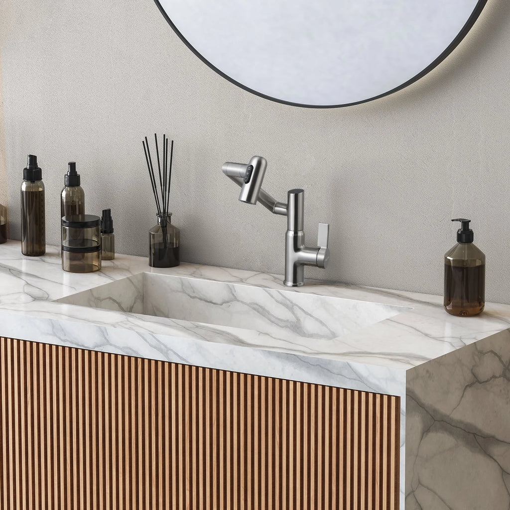 Single-Hole Rotating Faucet with Digital Temperature Display – Modern Design for Precise Water Control