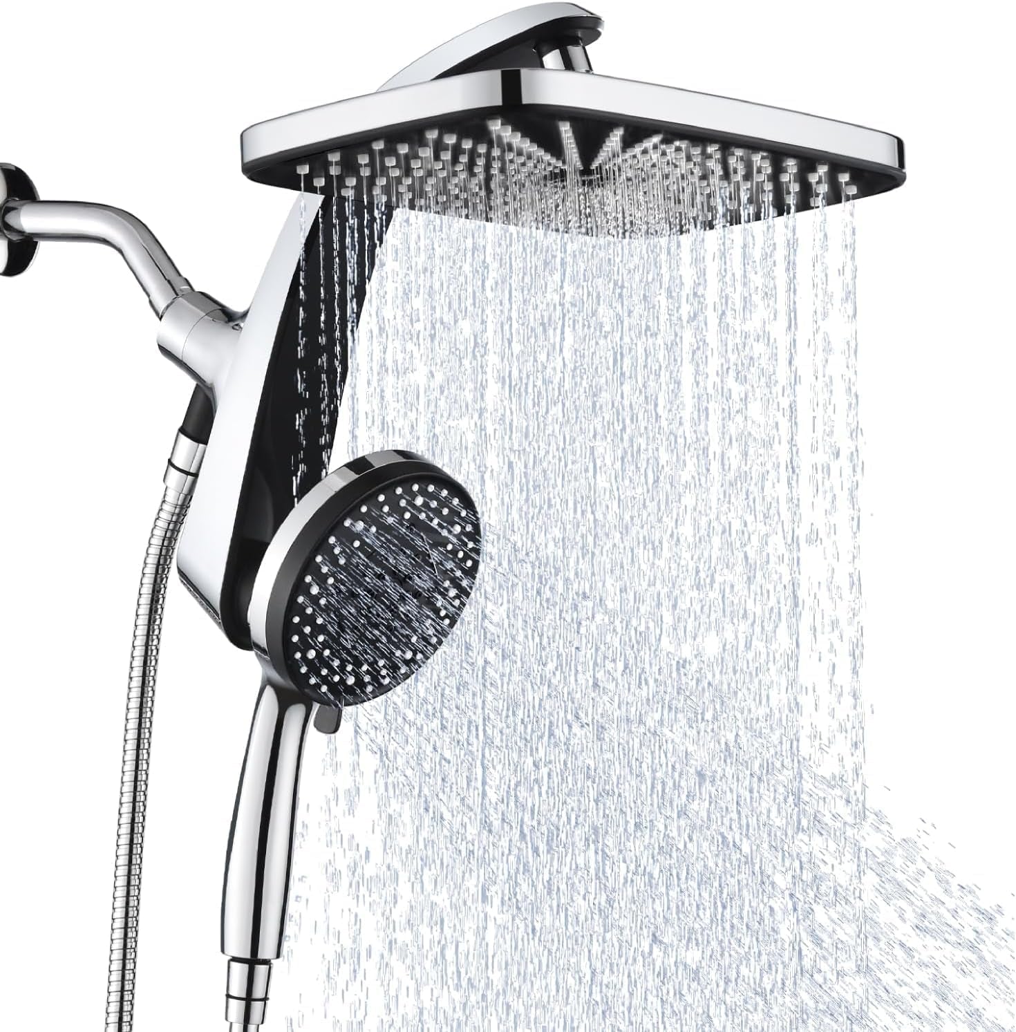 High-Pressure Rain Shower Head Combo with Handheld Spray – Dual Shower System with 10 Spray Modes, Magnetic Dock & Power Jets