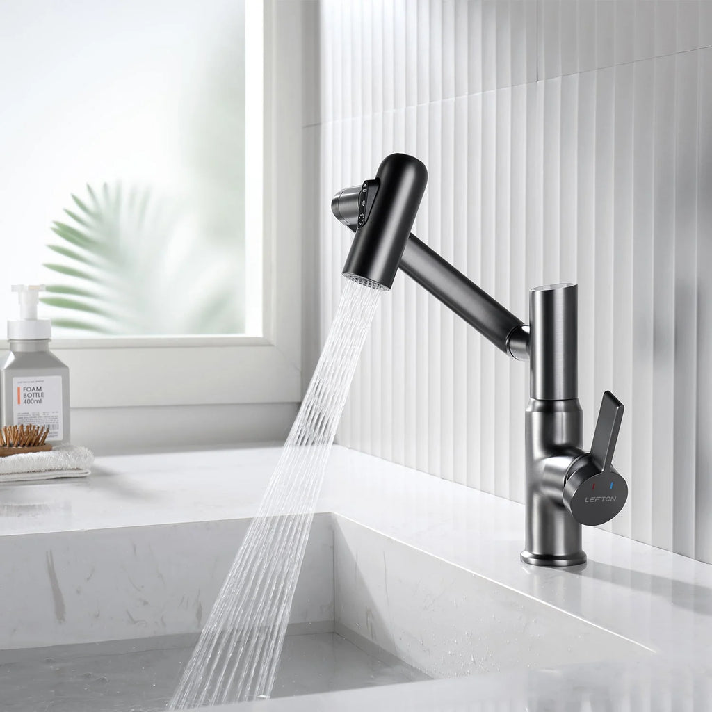 Single-Hole Rotating Faucet with Digital Temperature Display – Modern Design for Precise Water Control
