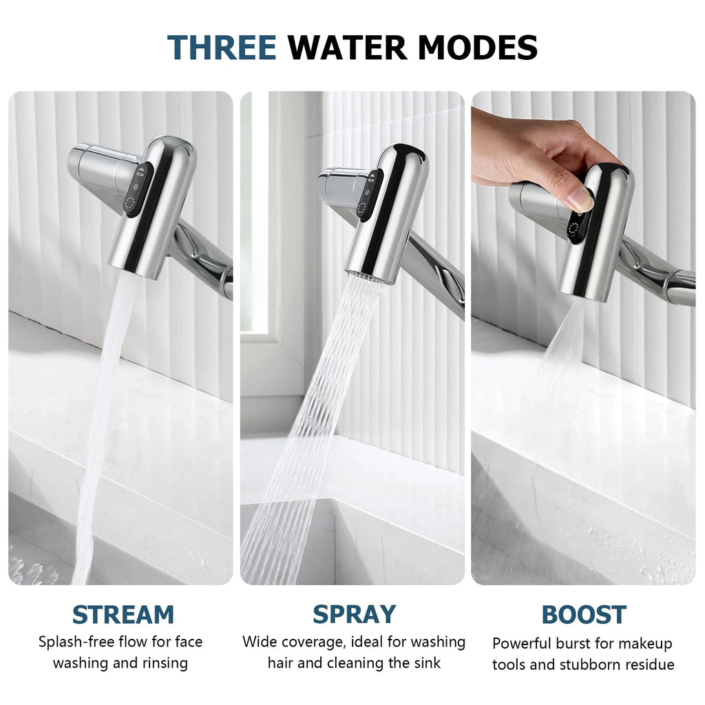 Single-Hole Rotating Faucet with Digital Temperature Display – Modern Design for Precise Water Control