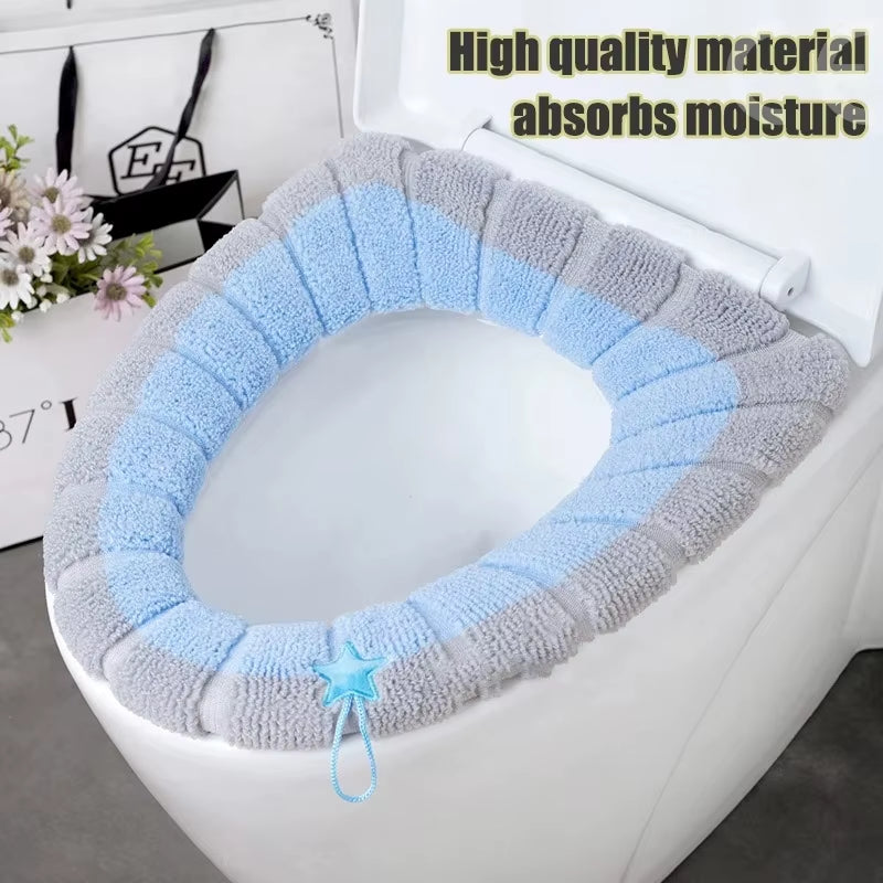 Premium Knitted Toilet Seat Cover — Thickened, Soft & Washable, Insulated Warmth, Universal O-Shape Fit, Portable & Stylish (1 Pack)