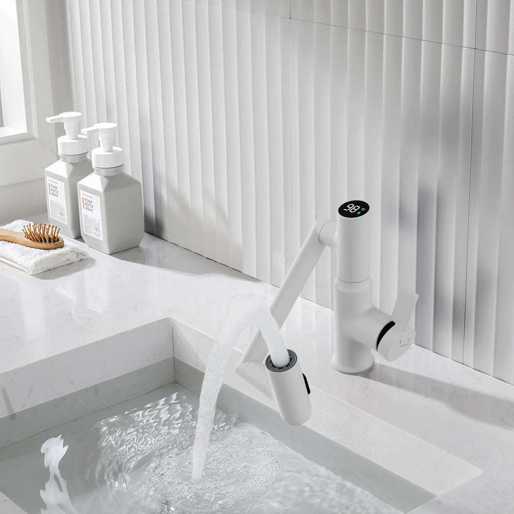 Single-Hole Rotating Faucet with Digital Temperature Display – Modern Design for Precise Water Control
