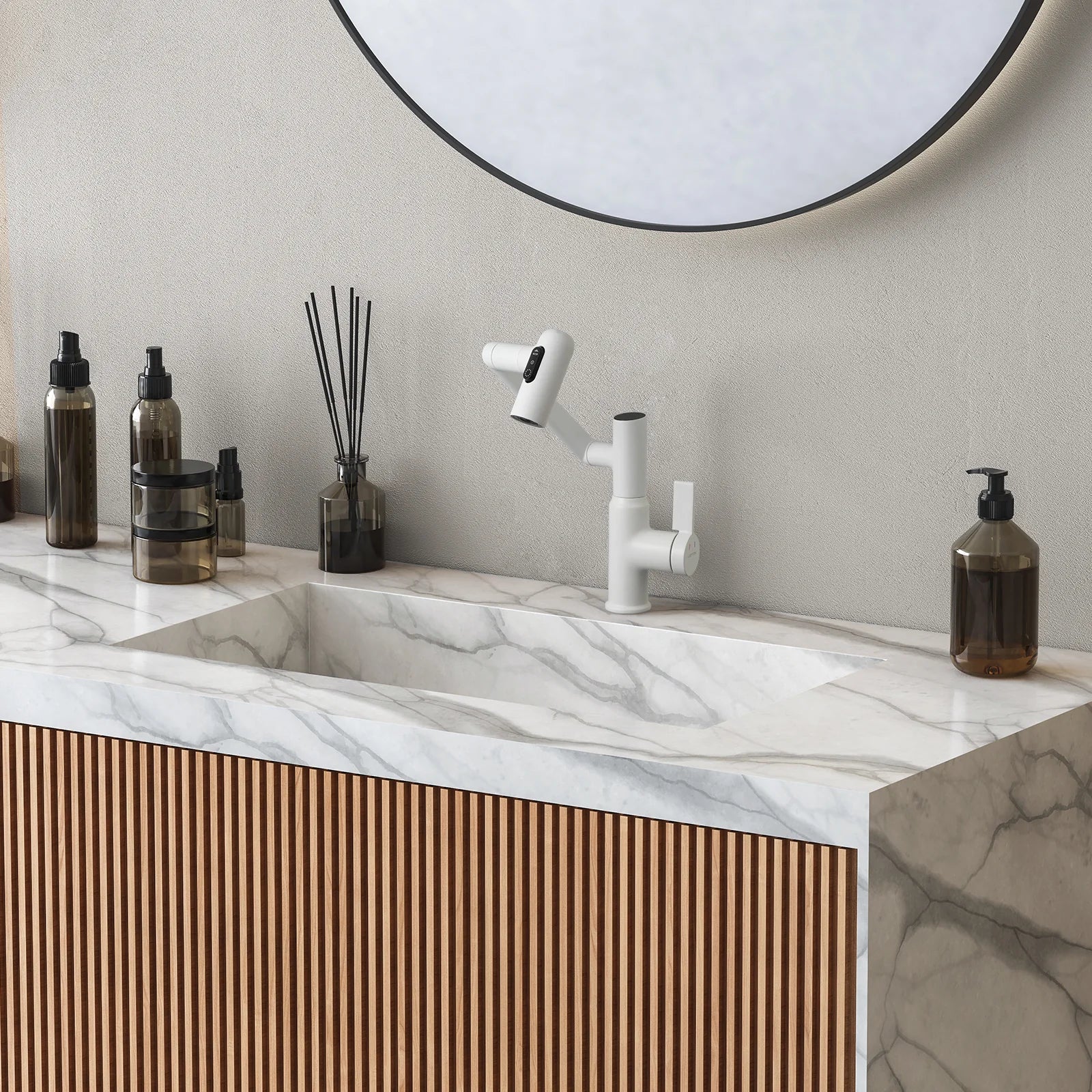 Single-Hole Rotating Faucet with Digital Temperature Display – Modern Design for Precise Water Control