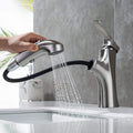 Pull-Out Bathroom Faucet – Single-Hole Modern  Faucet with 3-Mode Sprayer & Single-Handle Control