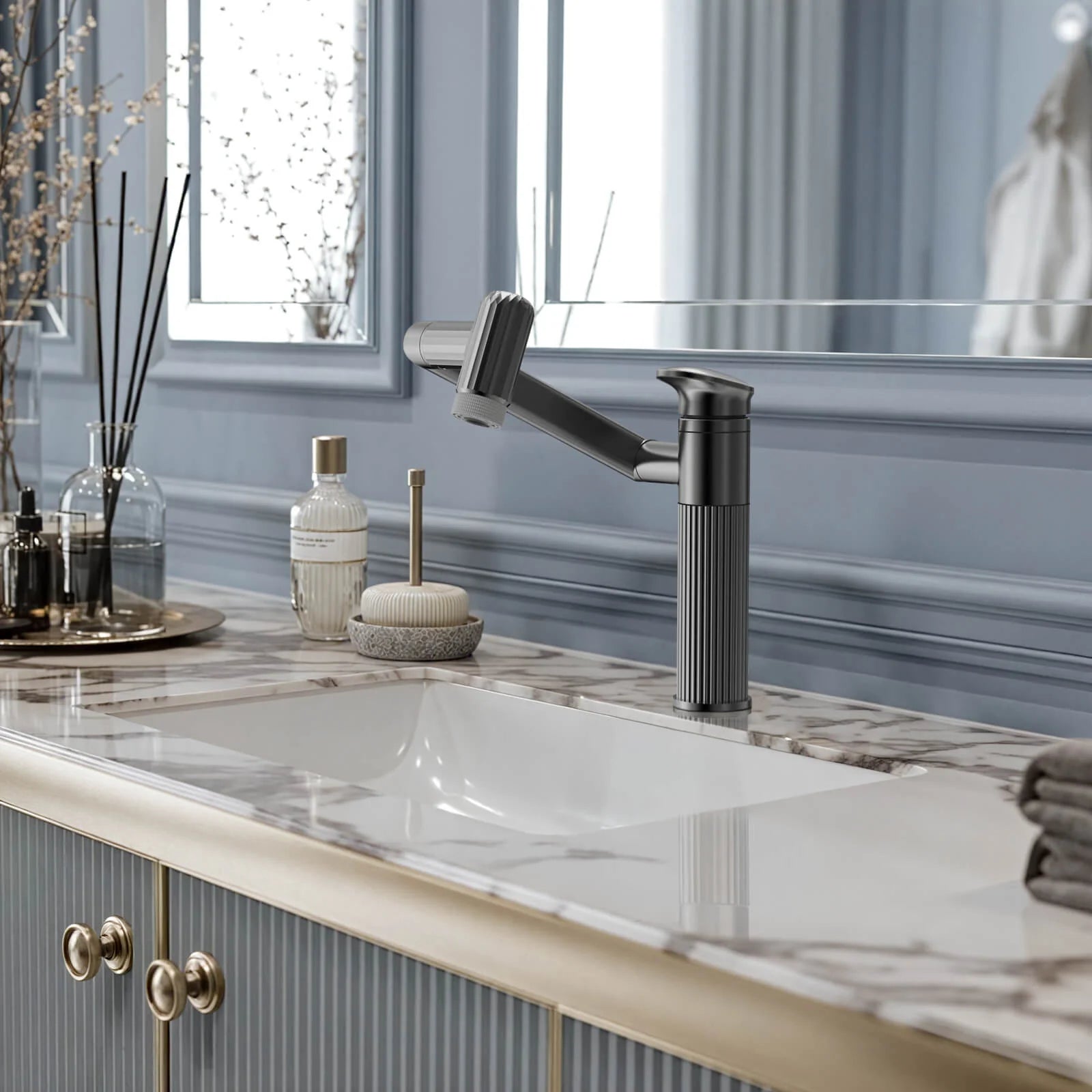 360° Rotatable Single-Hole Bathroom Faucet