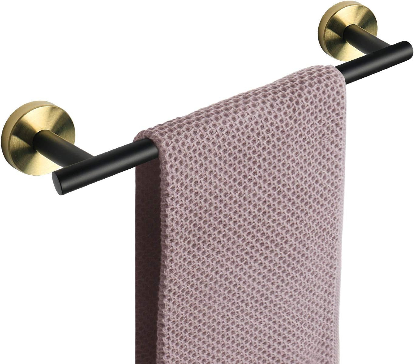 Premium Brushed Nickel Towel Bar — Heavy-Duty Thickened Stainless Steel Wall-Mounted Bathroom Towel Rack, 12” Overall Length with 10” Usable Hanging Space (1 Pack)