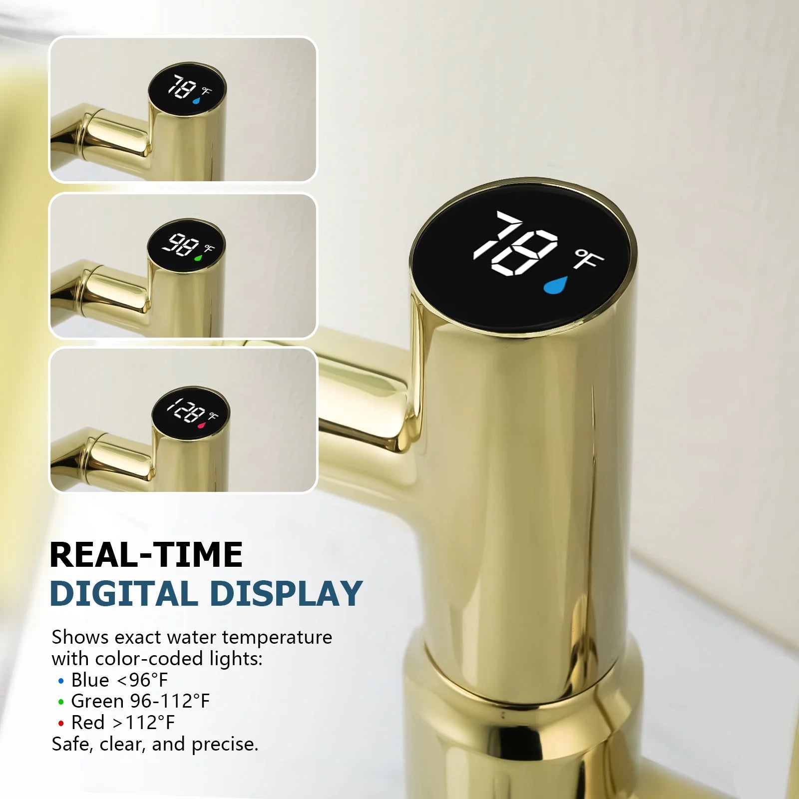 Single-Hole Rotating Faucet with Digital Temperature Display – Modern Design for Precise Water Control