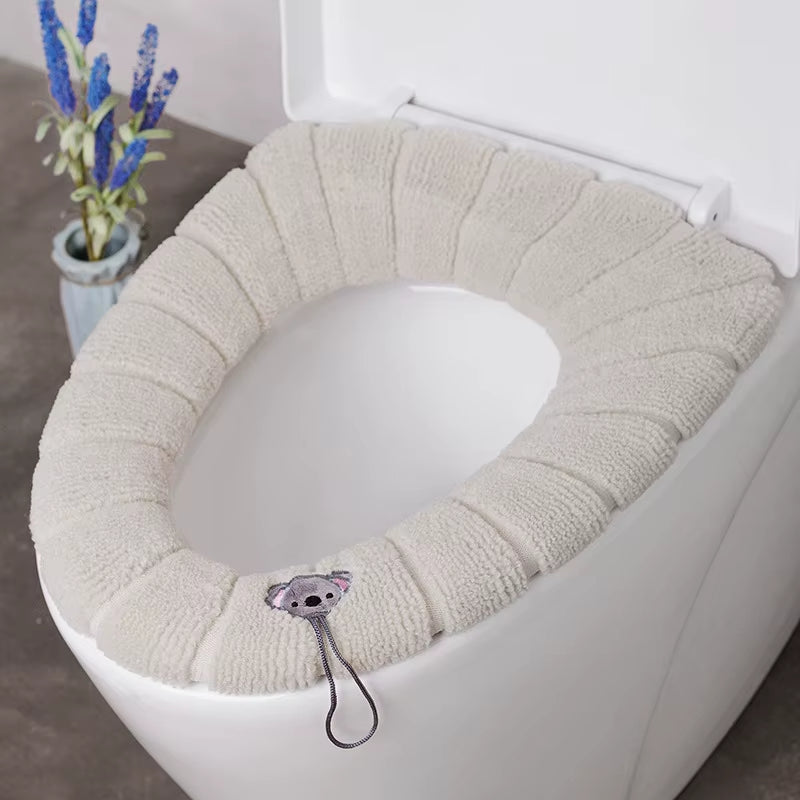 Premium Knitted Toilet Seat Cover — Thickened, Soft & Washable, Insulated Warmth, Universal O-Shape Fit, Portable & Stylish (1 Pack)