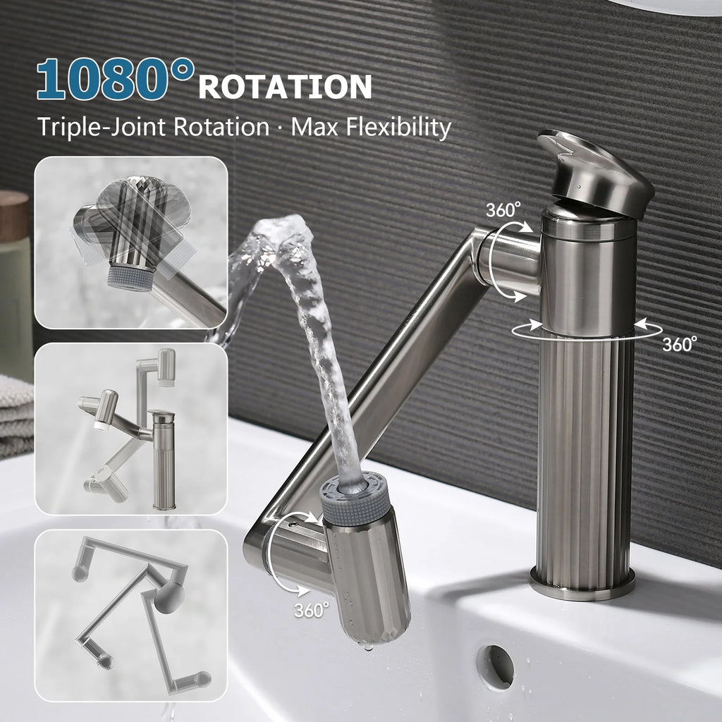 360° Rotatable Single-Hole Bathroom Faucet