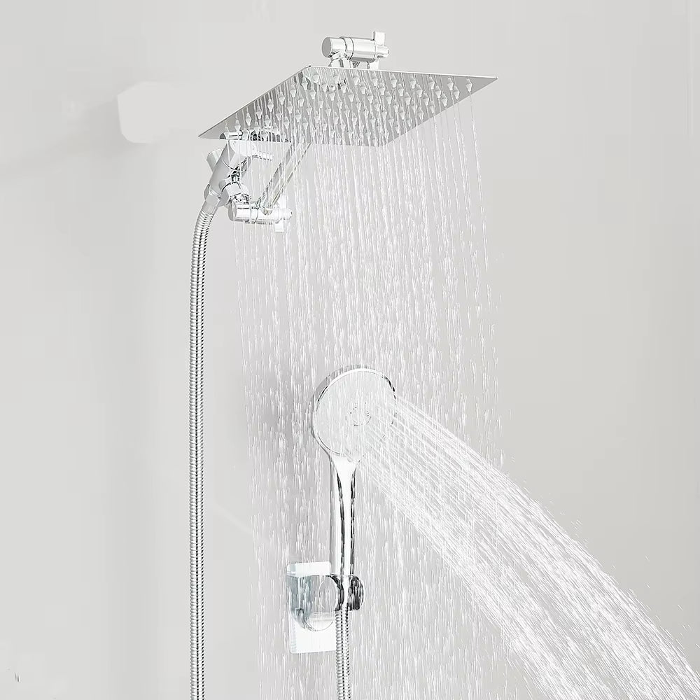 High-Pressure Rain Shower Head Combo (8–12 Inch) with Adjustable Extension Arm & 3-Way Handheld Spray