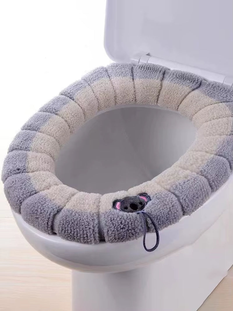 Premium Knitted Toilet Seat Cover — Thickened, Soft & Washable, Insulated Warmth, Universal O-Shape Fit, Portable & Stylish (1 Pack)