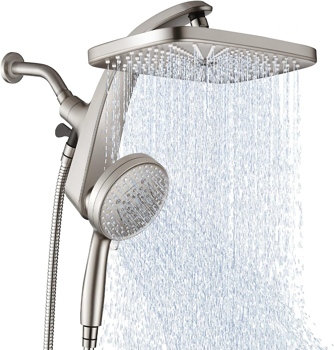 High-Pressure Rain Shower Head Combo with Handheld Spray – Dual Shower System with 10 Spray Modes, Magnetic Dock & Power Jets
