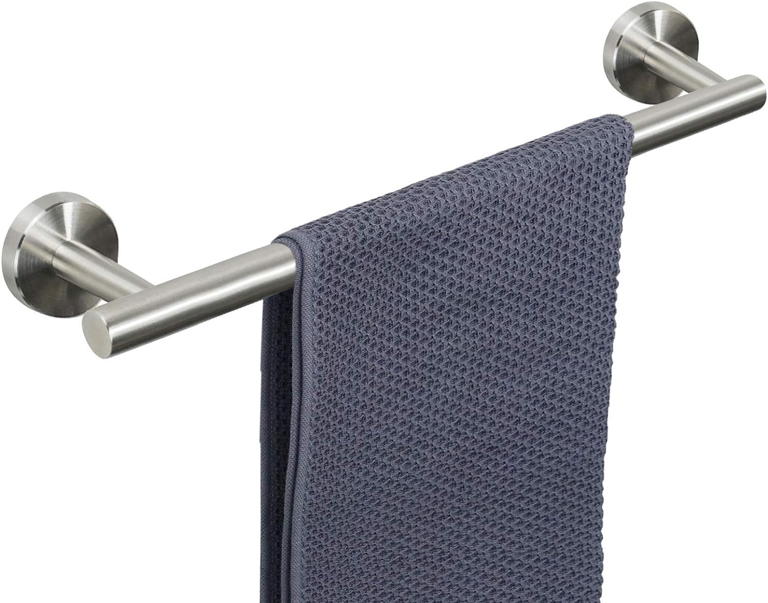 Premium Brushed Nickel Towel Bar — Heavy-Duty Thickened Stainless Steel Wall-Mounted Bathroom Towel Rack, 12” Overall Length with 10” Usable Hanging Space (1 Pack)