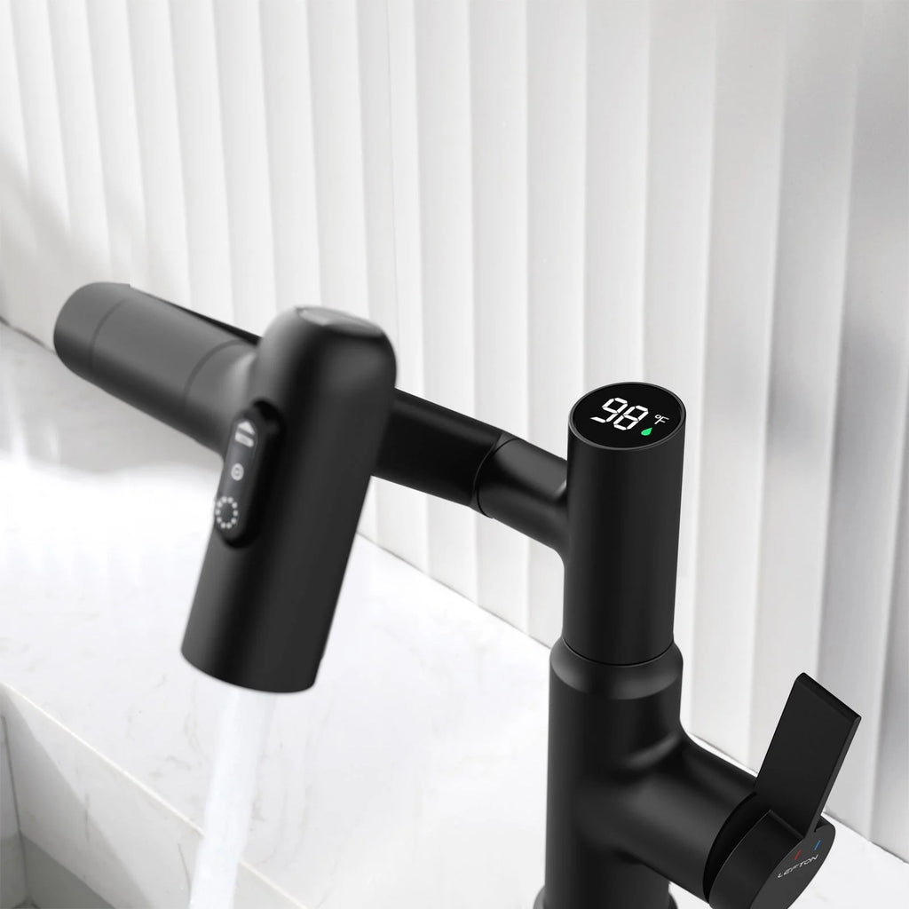 Single-Hole Rotating Faucet with Digital Temperature Display – Modern Design for Precise Water Control
