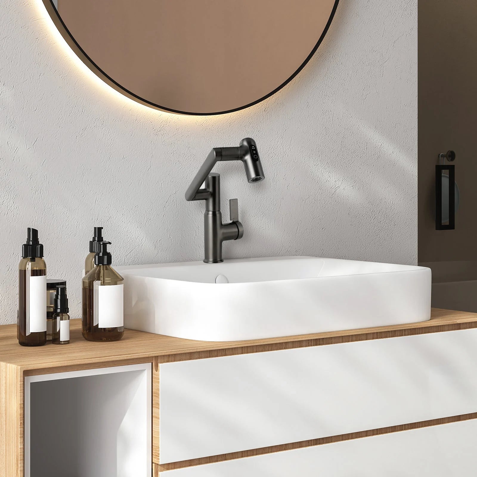 Single-Hole Rotating Faucet with Digital Temperature Display – Modern Design for Precise Water Control