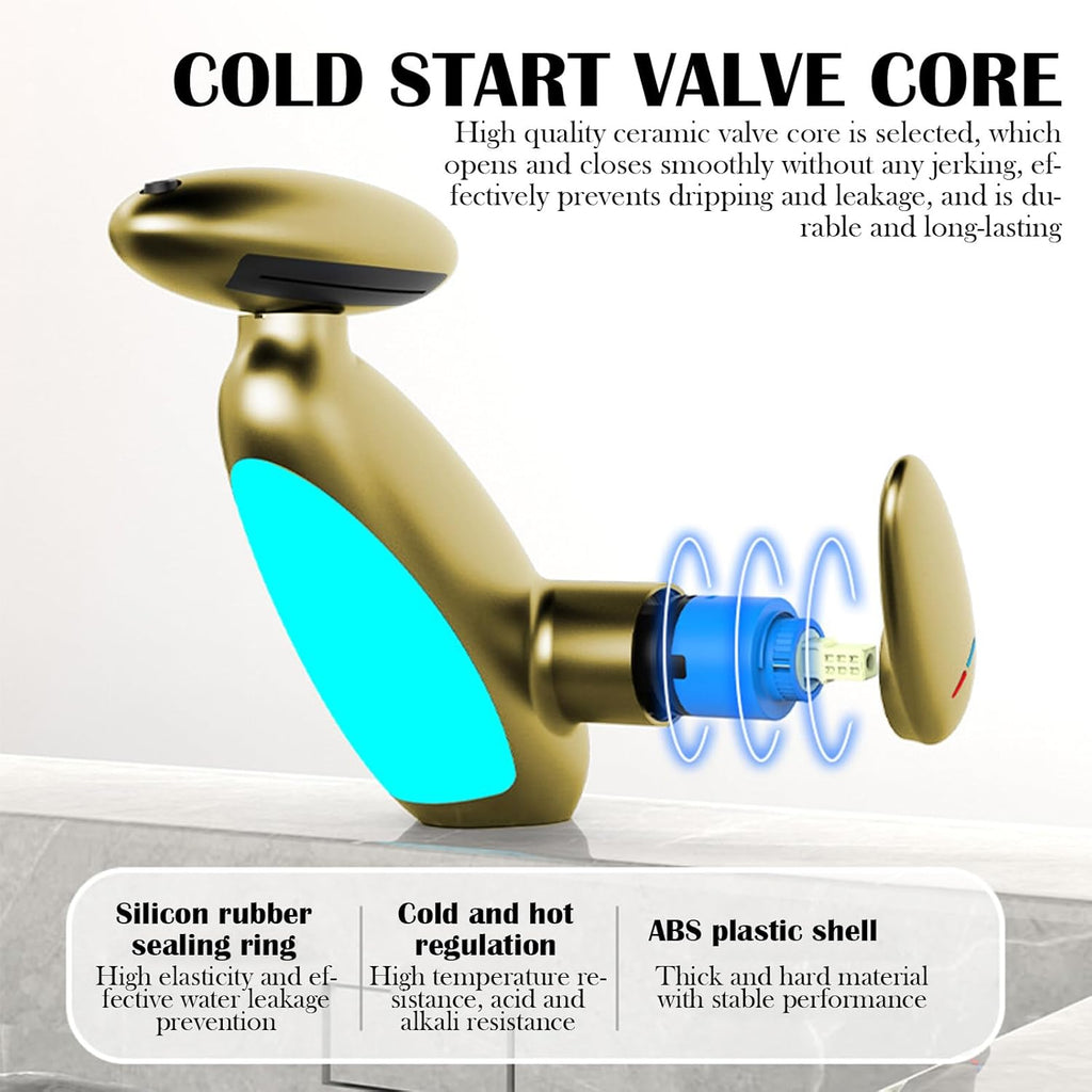 Modern Bathroom Faucet with Pull-Out Sprayer & LED Color-Changing Light, Waterfall Fountain 360° Swivel – 4 Spray Modes