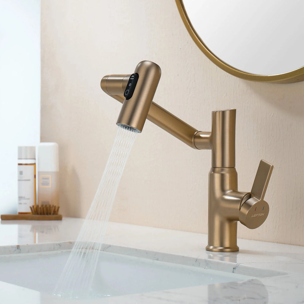 Single-Hole Rotating Faucet with Digital Temperature Display – Modern Design for Precise Water Control