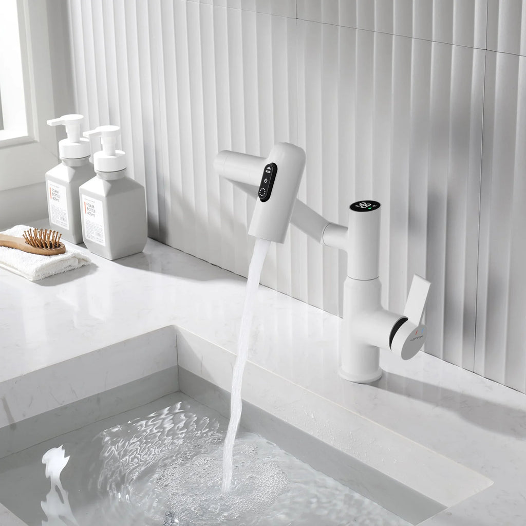 Single-Hole Rotating Faucet with Digital Temperature Display – Modern Design for Precise Water Control
