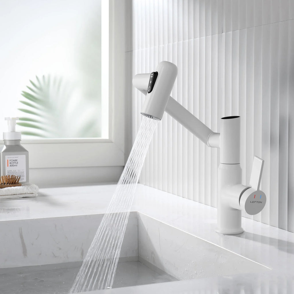 Single-Hole Rotating Faucet with Digital Temperature Display – Modern Design for Precise Water Control